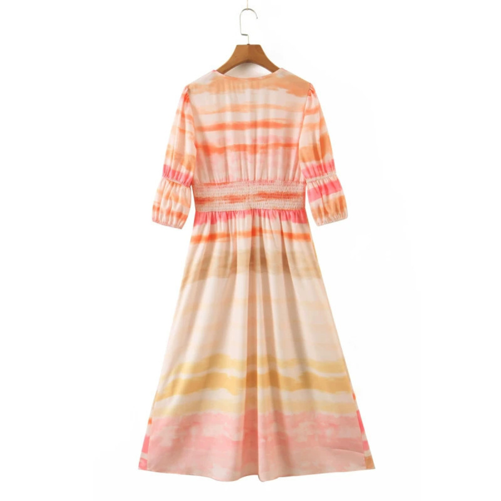 ZARA Long Sleeve Tie Dye Collar Dress